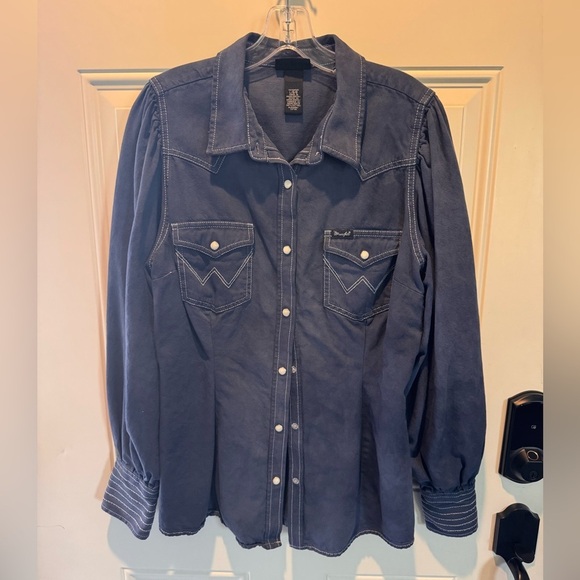 Wrangler Tops - Wrangler Women’s Dark Blue Button Down Shirt